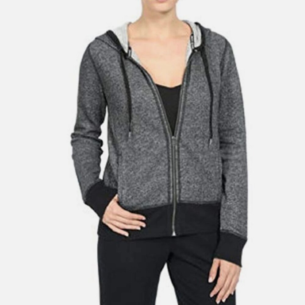 DKNY Jeans Women's Zip Up Hoodie Black & Dark Gray - Small